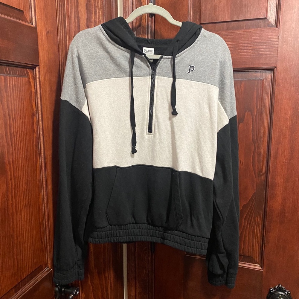 PINK Tri-Colored Quater Zip Hoodie